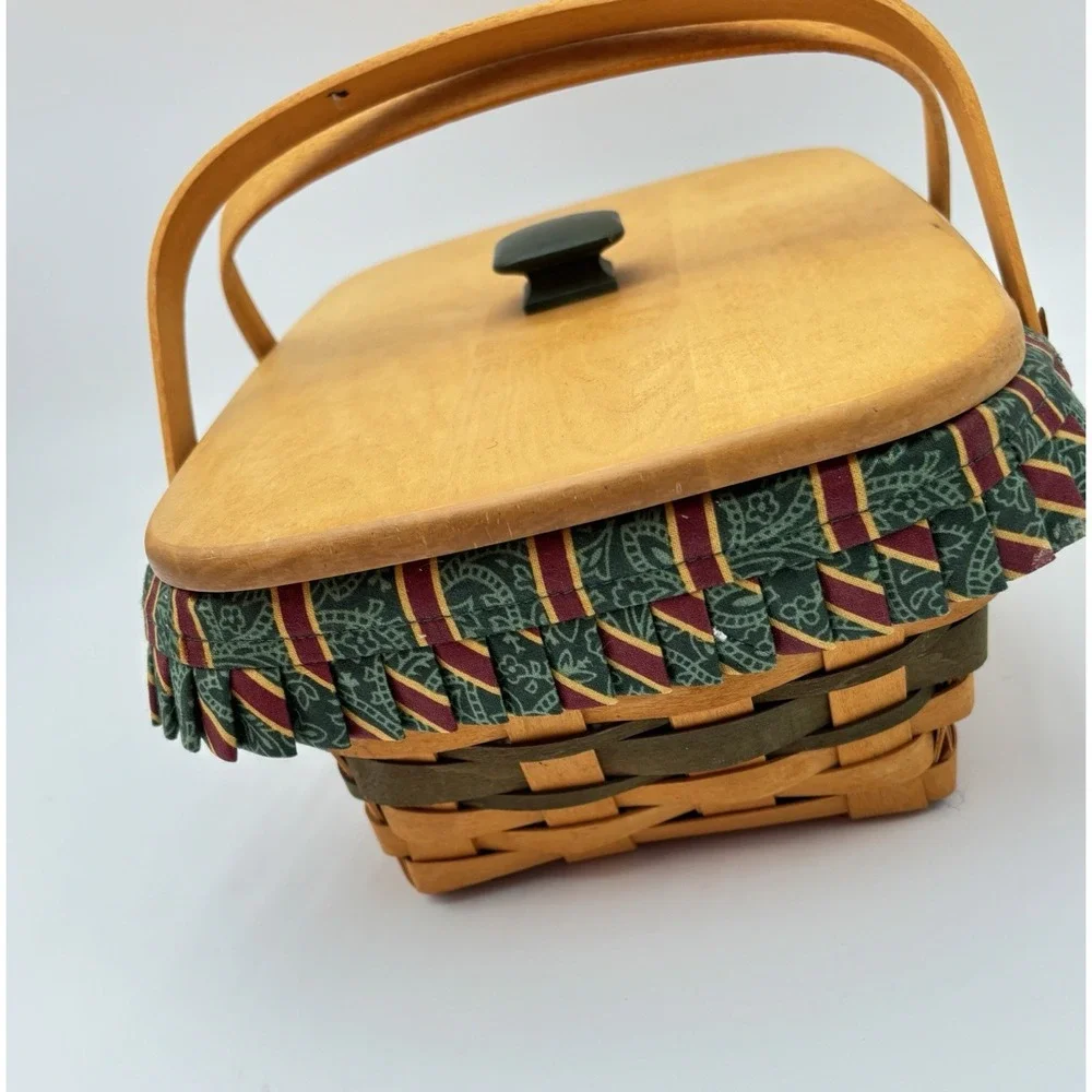 Longaberger 1996 Holiday Cheer Basket Set Lid Liner Protector Christmas USA